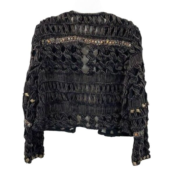 Sandy Starkman Vtg 1980s 80s Women’s Black Knitted & Embellished Jacket, Size L - Picture 3 of 6